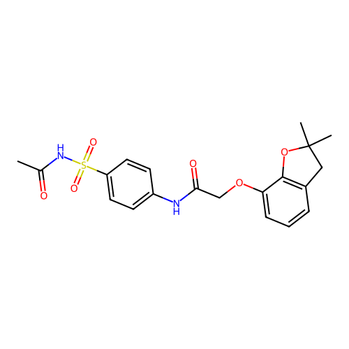 N-(4-(N-acetylsulfamoyl)phenyl)-2-((2,2-dimethyl-2,3-dihydrobenzofuran-7-yl)oxy)acetamide structure