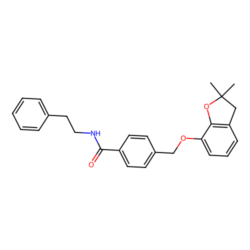 4-(((2,2-dimethyl-2,3-dihydrobenzofuran-7-yl)oxy)methyl)-N-phenethylbenzamide structure
