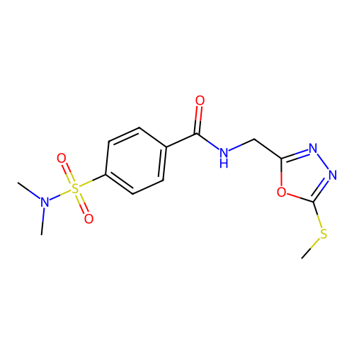 4-(dimethylsulfamoyl)-N-[(5-methylsulfanyl-1,3,4-oxadiazol-2-yl)methyl]benzamide structure