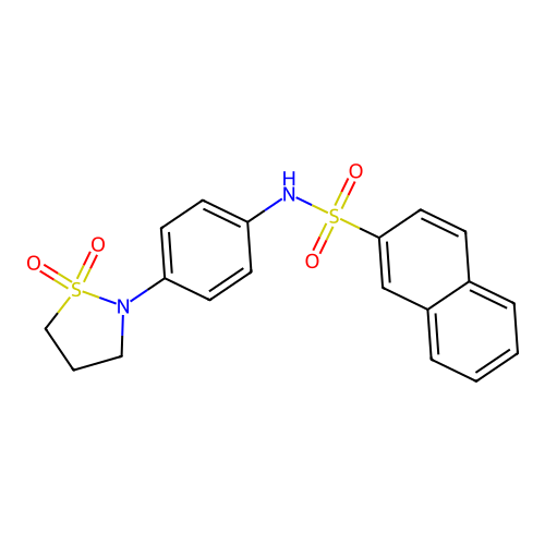 N-(4-(1,1-dioxidoisothiazolidin-2-yl)phenyl)naphthalene-2-sulfonamide structure