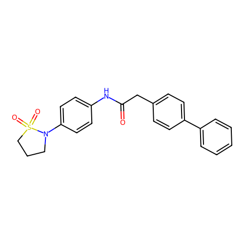 2-{[1,1'-biphenyl]-4-yl}-N-[4-(1,1-dioxo-1lambda6,2-thiazolidin-2-yl)phenyl]acetamide structure