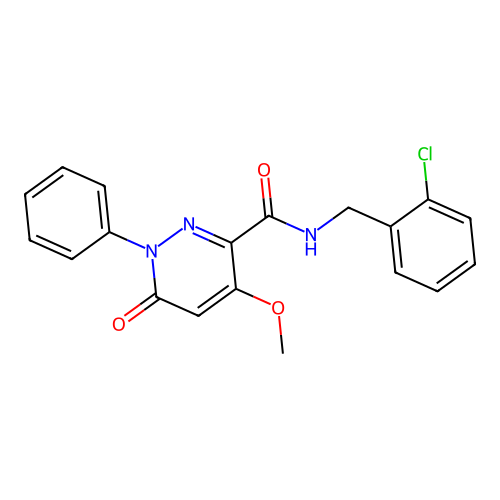 N-[(2-chlorophenyl)methyl]-4-methoxy-6-oxo-1-phenylpyridazine-3-carboxamide structure