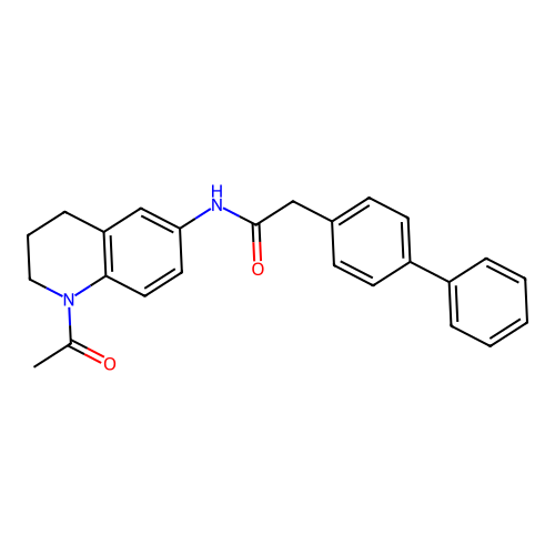 N-(1-acetyl-3,4-dihydro-2H-quinolin-6-yl)-2-(4-phenylphenyl)acetamide structure