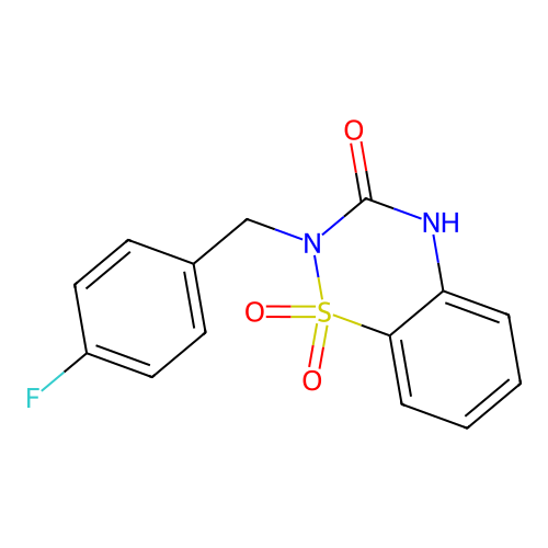 2-(4-fluorobenzyl)-2H-1,2,4-benzothiadiazin-3(4H)-one 1,1-dioxide structure