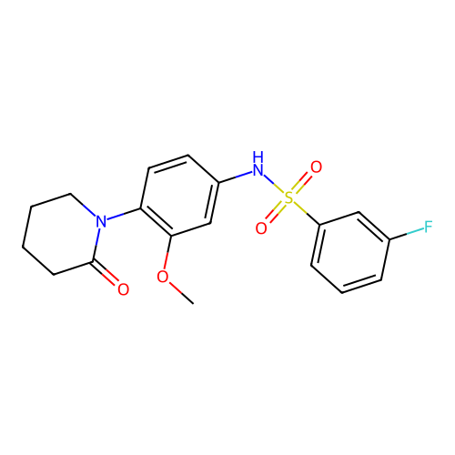 3-fluoro-N-(3-methoxy-4-(2-oxopiperidin-1-yl)phenyl)benzenesulfonamide structure