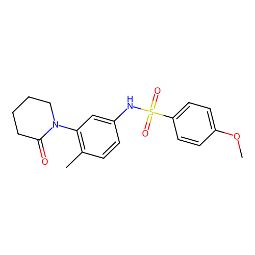 4-methoxy-N-(4-methyl-3-(2-oxopiperidin-1-yl)phenyl)benzenesulfonamide structure