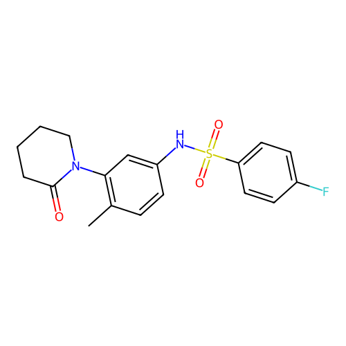 4-fluoro-N-(4-methyl-3-(2-oxopiperidin-1-yl)phenyl)benzenesulfonamide structure