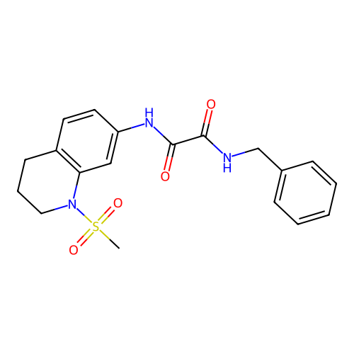 N-benzyl-N'-(1-methylsulfonyl-3,4-dihydro-2H-quinolin-7-yl)oxamide structure