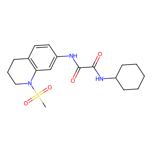 N-cyclohexyl-N'-(1-methylsulfonyl-3,4-dihydro-2H-quinolin-7-yl)oxamide structure