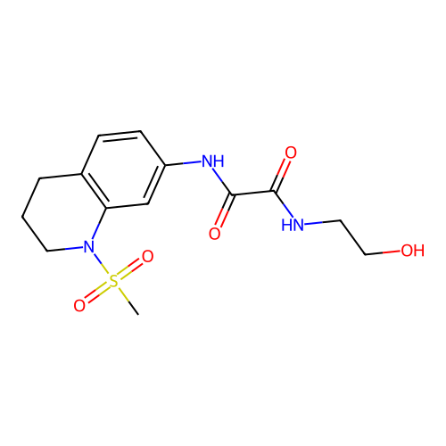 N-(2-hydroxyethyl)-N'-(1-methylsulfonyl-3,4-dihydro-2H-quinolin-7-yl)oxamide structure