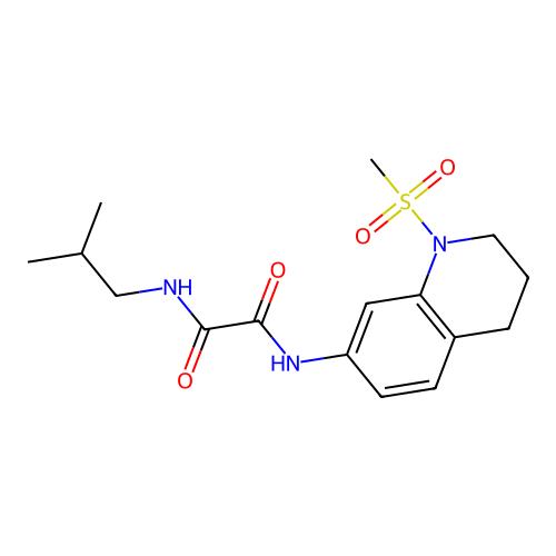 N-(2-methylpropyl)-N'-(1-methylsulfonyl-3,4-dihydro-2H-quinolin-7-yl)oxamide structure