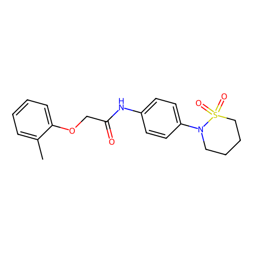 N-[4-(1,1-dioxothiazinan-2-yl)phenyl]-2-(2-methylphenoxy)acetamide structure