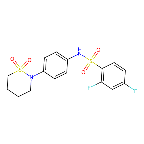 N-[4-(1,1-dioxothiazinan-2-yl)phenyl]-2,4-difluorobenzenesulfonamide structure