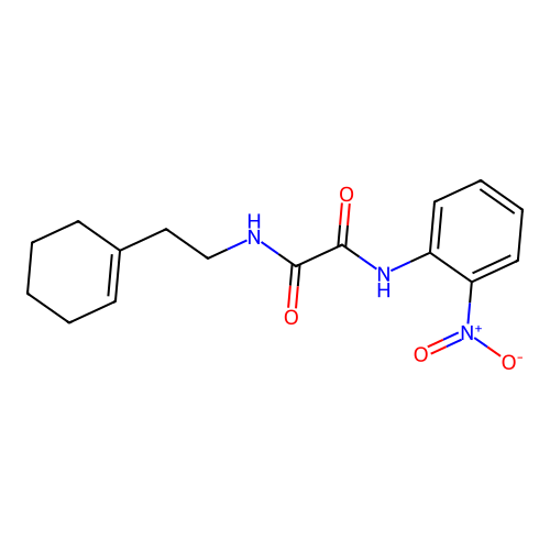 N-[2-(cyclohexen-1-yl)ethyl]-N'-(2-nitrophenyl)oxamide structure