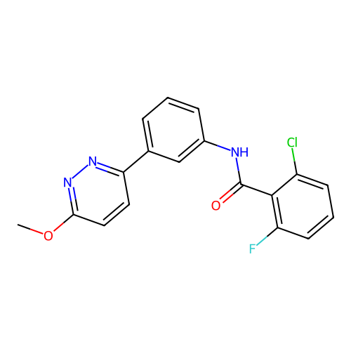 2-chloro-6-fluoro-N-[3-(6-methoxypyridazin-3-yl)phenyl]benzamide structure
