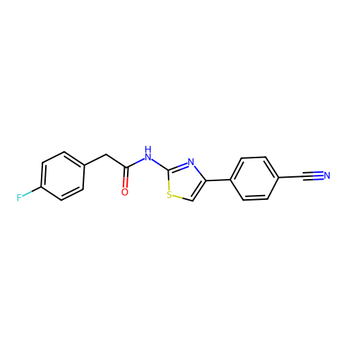 N-(4-(4-cyanophenyl)thiazol-2-yl)-2-(4-fluorophenyl)acetamide structure