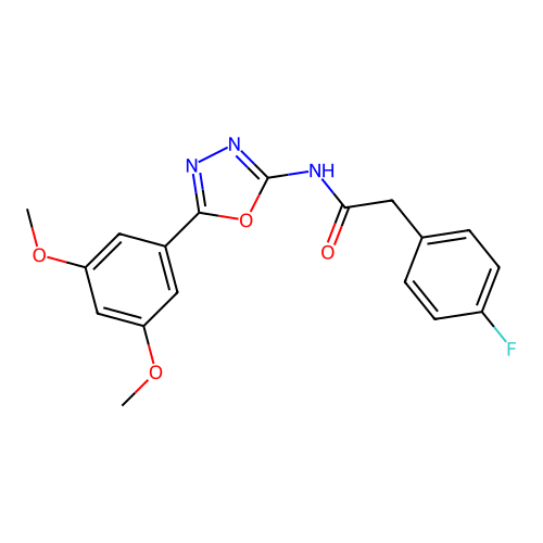N-[5-(3,5-dimethoxyphenyl)-1,3,4-oxadiazol-2-yl]-2-(4-fluorophenyl)acetamide structure