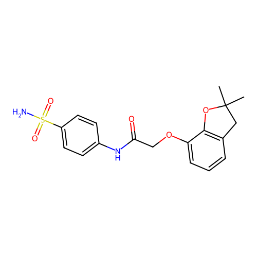 2-((2,2-dimethyl-2,3-dihydrobenzofuran-7-yl)oxy)-N-(4-sulfamoylphenyl)acetamide structure
