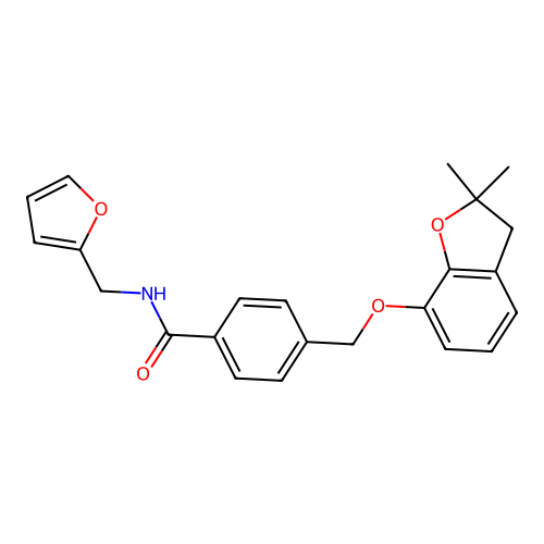 4-[(2,2-dimethyl-3H-1-benzofuran-7-yl)oxymethyl]-N-(furan-2-ylmethyl)benzamide structure
