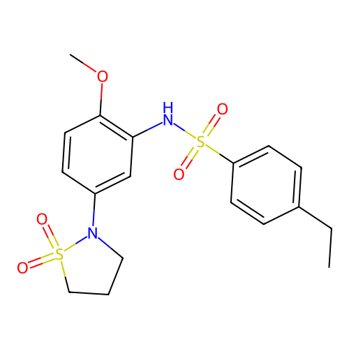 N-(5-(1,1-dioxidoisothiazolidin-2-yl)-2-methoxyphenyl)-4-ethylbenzenesulfonamide structure