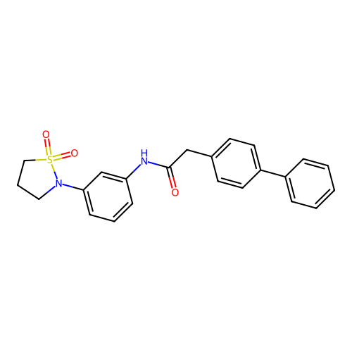N-[3-(1,1-dioxo-1,2-thiazolidin-2-yl)phenyl]-2-(4-phenylphenyl)acetamide structure