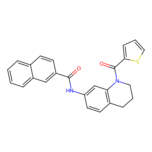 N-(1-(thiophene-2-carbonyl)-1,2,3,4-tetrahydroquinolin-7-yl)-2-naphthamide structure