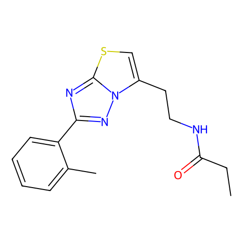 N-(2-(2-(o-tolyl)thiazolo[3,2-b][1,2,4]triazol-6-yl)ethyl)propionamide structure