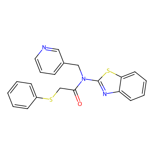 N-(benzo[d]thiazol-2-yl)-2-(phenylthio)-N-(pyridin-3-ylmethyl)acetamide structure