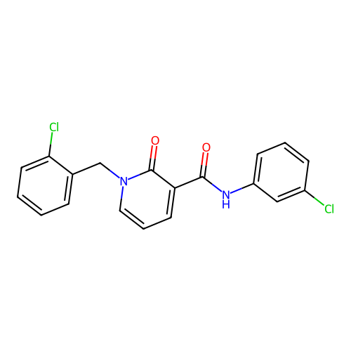 1-(2-chlorobenzyl)-N-(3-chlorophenyl)-2-oxo-1,2-dihydropyridine-3-carboxamide structure