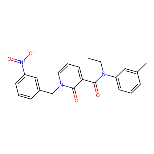 N-ethyl-1-(3-nitrobenzyl)-2-oxo-N-(m-tolyl)-1,2-dihydropyridine-3-carboxamide structure