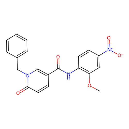 1-benzyl-N-(2-methoxy-4-nitrophenyl)-6-oxo-1,6-dihydropyridine-3-carboxamide structure