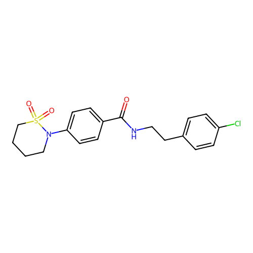 N-[2-(4-chlorophenyl)ethyl]-4-(1,1-dioxothiazinan-2-yl)benzamide structure