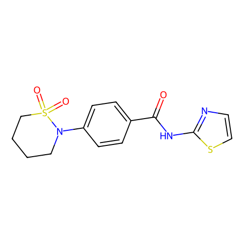 4-(1,1-dioxido-1,2-thiazinan-2-yl)-N-(thiazol-2-yl)benzamide structure