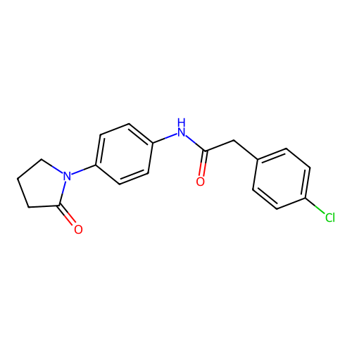 2-(4-chlorophenyl)-N-[4-(2-oxopyrrolidin-1-yl)phenyl]acetamide structure