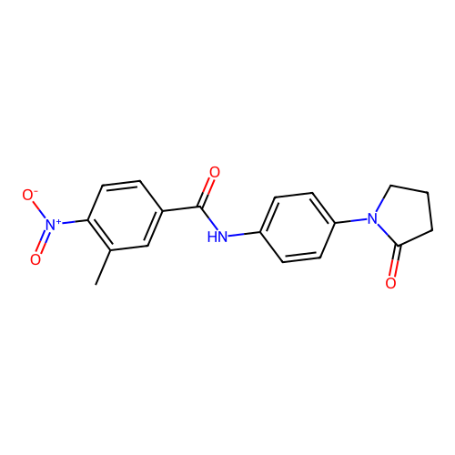 3-methyl-4-nitro-N-[4-(2-oxopyrrolidin-1-yl)phenyl]benzamide structure