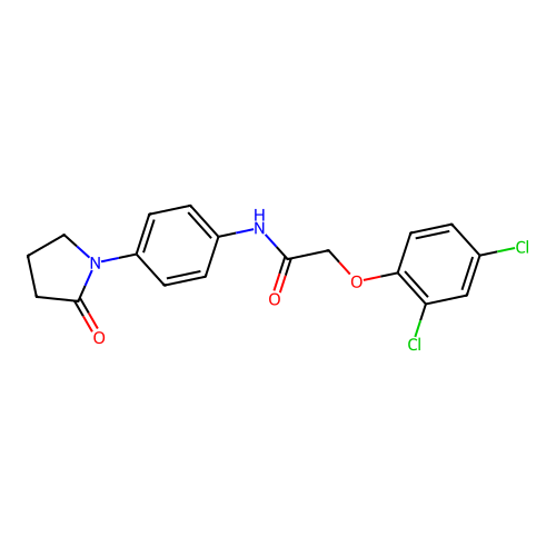 2-(2,4-dichlorophenoxy)-N-[4-(2-oxopyrrolidin-1-yl)phenyl]acetamide structure