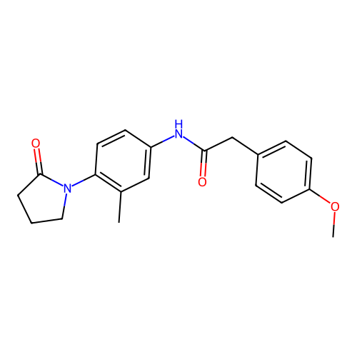 2-(4-methoxyphenyl)-N-[3-methyl-4-(2-oxopyrrolidin-1-yl)phenyl]acetamide structure