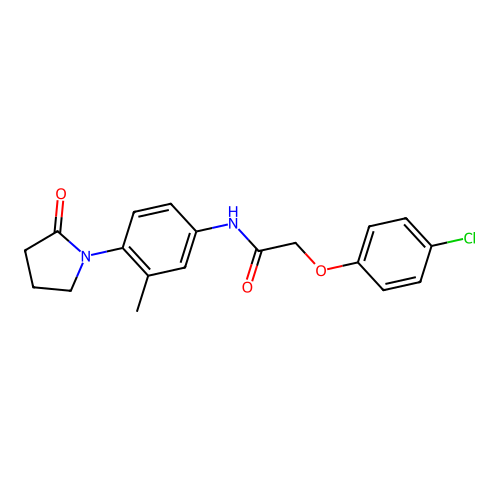 2-(4-chlorophenoxy)-N-[3-methyl-4-(2-oxopyrrolidin-1-yl)phenyl]acetamide structure