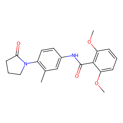 2,6-dimethoxy-N-[3-methyl-4-(2-oxopyrrolidin-1-yl)phenyl]benzamide structure