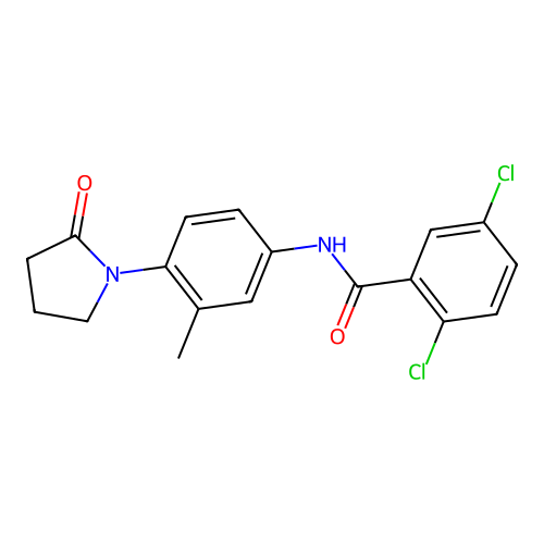 2,5-dichloro-N-[3-methyl-4-(2-oxopyrrolidin-1-yl)phenyl]benzamide structure