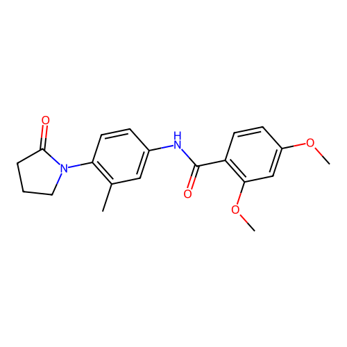 2,4-dimethoxy-N-[3-methyl-4-(2-oxopyrrolidin-1-yl)phenyl]benzamide structure