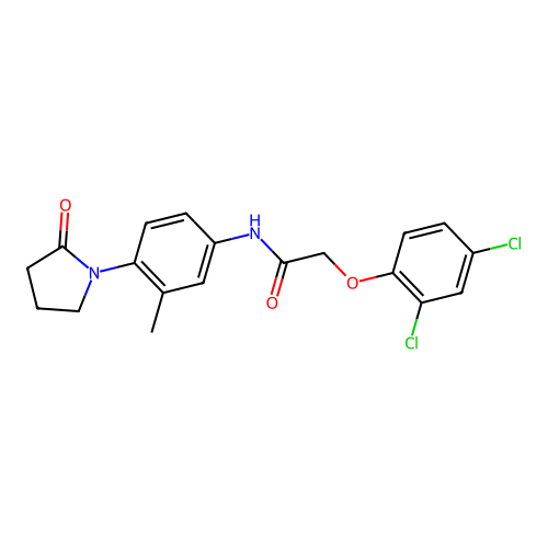 2-(2,4-dichlorophenoxy)-N-[3-methyl-4-(2-oxopyrrolidin-1-yl)phenyl]acetamide structure