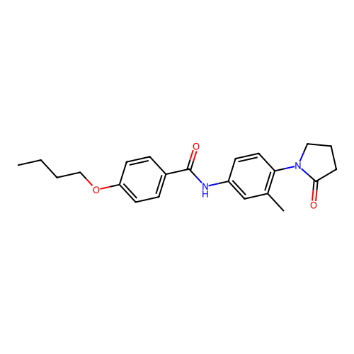 4-butoxy-N-[3-methyl-4-(2-oxopyrrolidin-1-yl)phenyl]benzamide structure