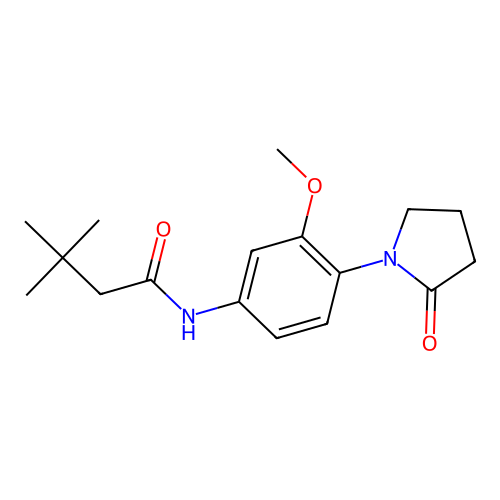 N-[3-methoxy-4-(2-oxopyrrolidin-1-yl)phenyl]-3,3-dimethylbutanamide structure