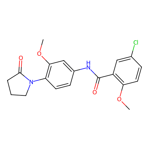 5-chloro-2-methoxy-N-[3-methoxy-4-(2-oxopyrrolidin-1-yl)phenyl]benzamide structure
