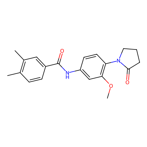 N-[3-methoxy-4-(2-oxopyrrolidin-1-yl)phenyl]-3,4-dimethylbenzamide structure