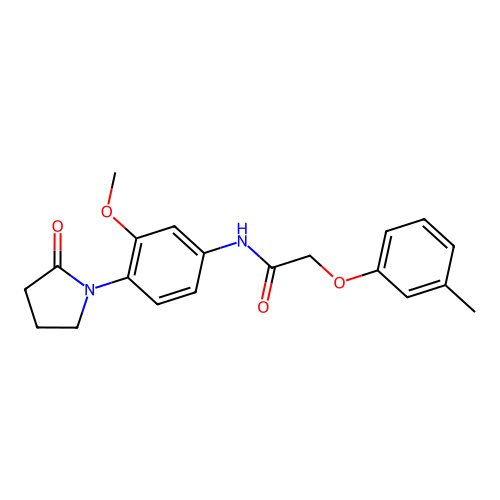 N-[3-methoxy-4-(2-oxopyrrolidin-1-yl)phenyl]-2-(3-methylphenoxy)acetamide structure
