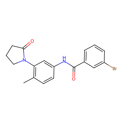 3-bromo-N-[4-methyl-3-(2-oxopyrrolidin-1-yl)phenyl]benzamide structure