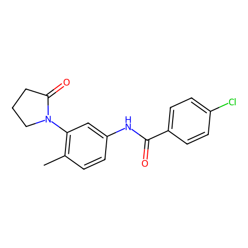 4-chloro-N-[4-methyl-3-(2-oxopyrrolidin-1-yl)phenyl]benzamide structure