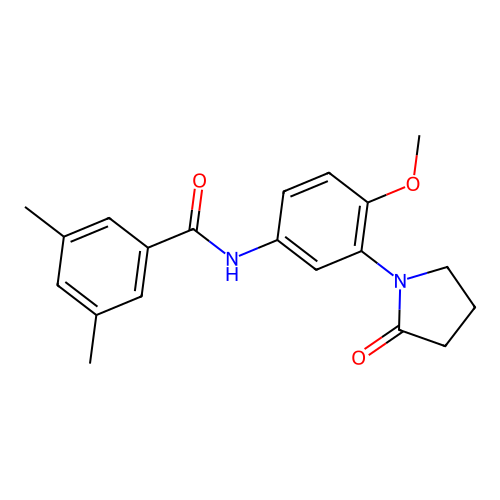 N-[4-methoxy-3-(2-oxopyrrolidin-1-yl)phenyl]-3,5-dimethylbenzamide structure